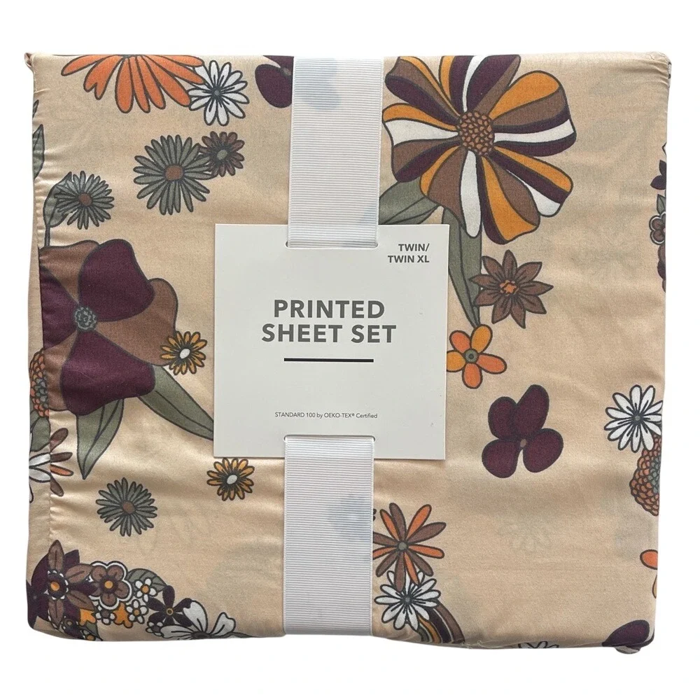 Boho Peace Daisy Floral Twin/Twin‎ XL Sheet Set NWT